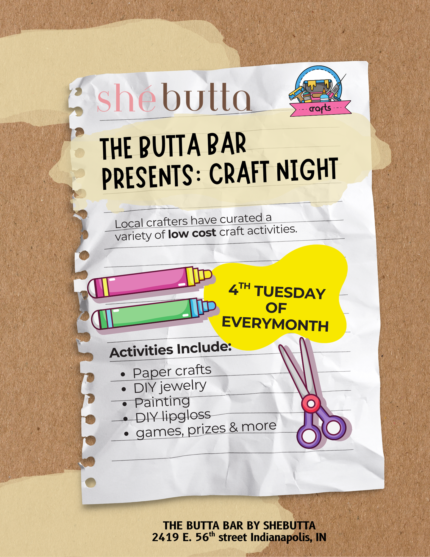 Craft Night at The Butta Bar By Shé Butta